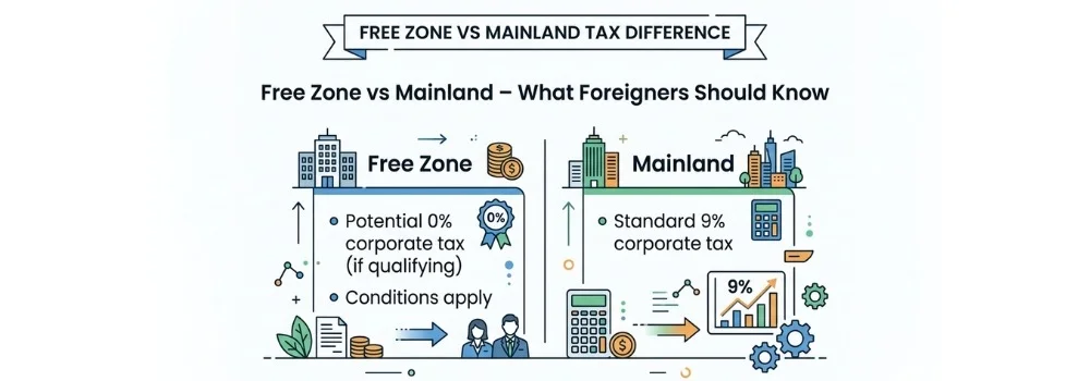 Free Zone Vs Mainland Tax Difference - UAE Income Tax for Foreigners